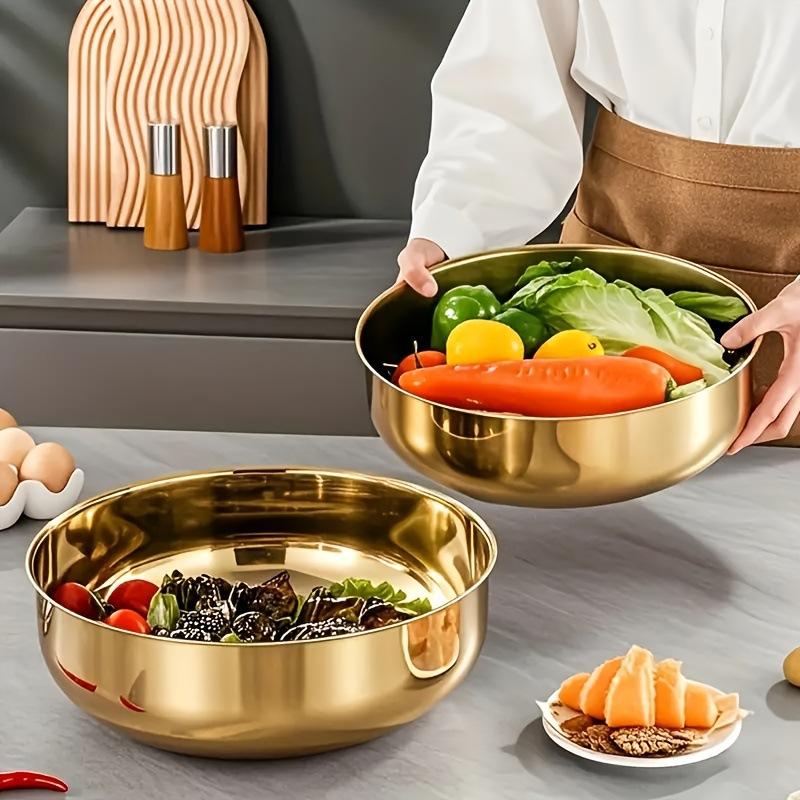 Kitchen Gadgets New - Yeni Paslanmaz Çelik Karıştırma Kabı, Kapaklı,
