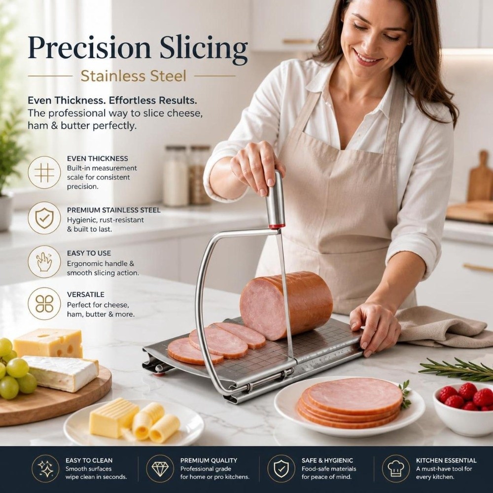 Kitchen Gadgets Wirecutter - Paslanmaz Çelik Tereyağı Peynir Dilimleyici Ölçekli