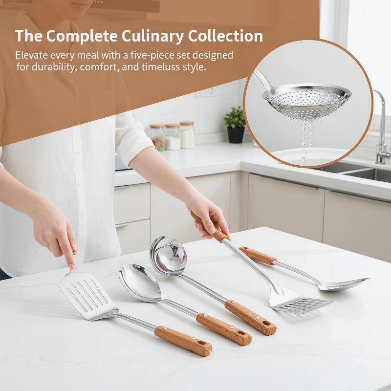 Kitchen Gadgets Set - Dayanıklı Paslanmaz Çelik Wok Spatula Uzun